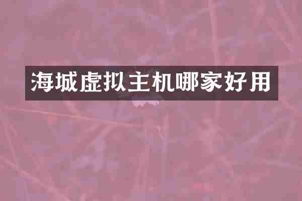 海城虚拟主机哪家好用