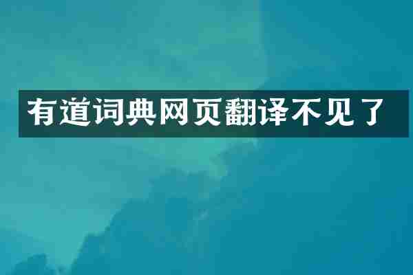 有道词典网页翻译不见了