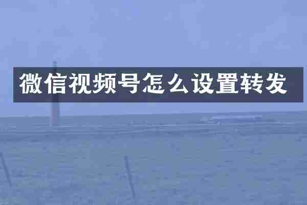 微信视频号怎么设置转发