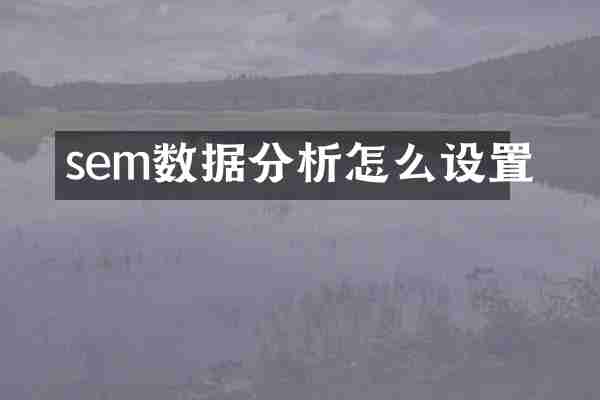 sem数据分析怎么设置