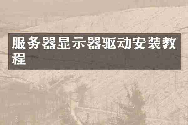 服务器显示器驱动安装教程