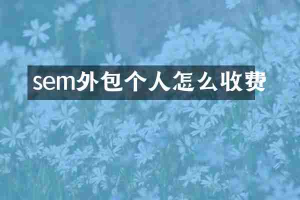 sem外包个人怎么收费