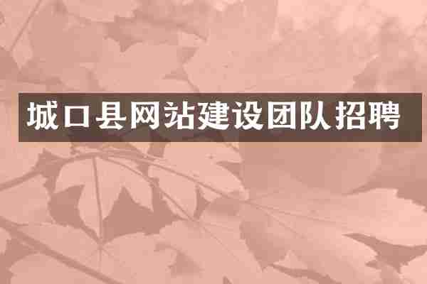 城口县网站建设团队招聘