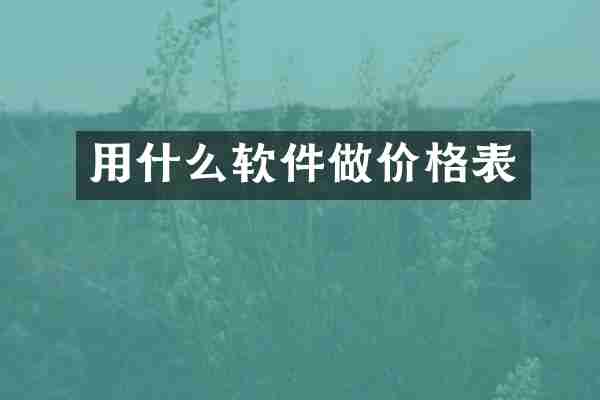 用什么软件做价格表