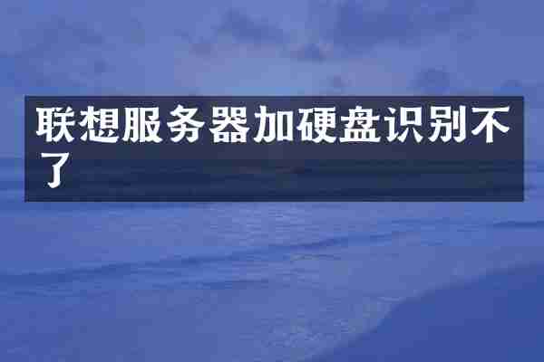 联想服务器加硬盘识别不了