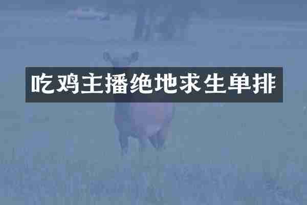 吃鸡主播绝地求生单排