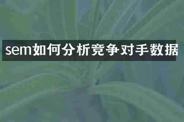 sem如何分析竞争对手数据