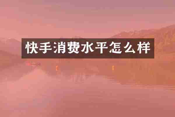 快手消费水平怎么样