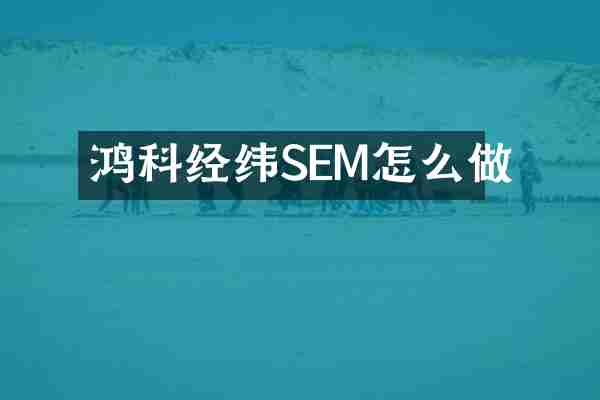 鸿科经纬SEM怎么做