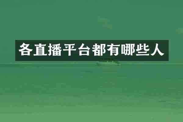 各直播平台都有哪些人