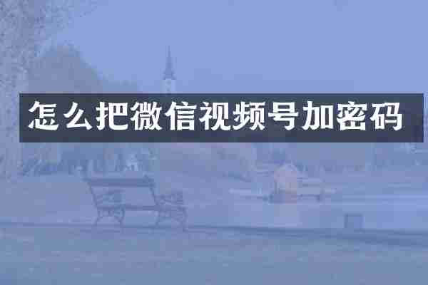 怎么把微信视频号加密码