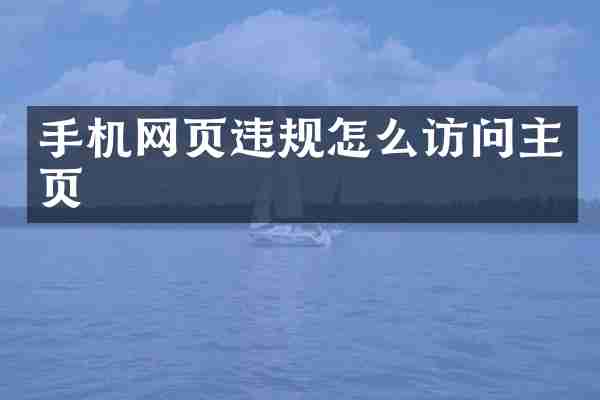 手机网页违规怎么访问主页