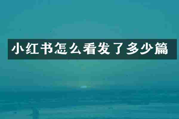 小红书怎么看发了多少篇