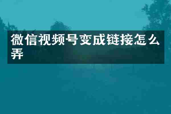微信视频号变成链接怎么弄
