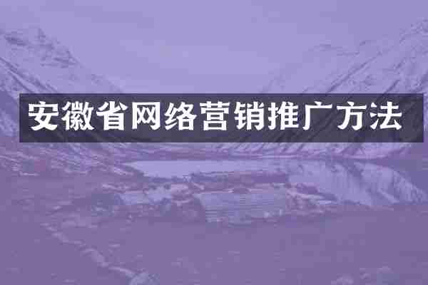 安徽省网络营销推广方法