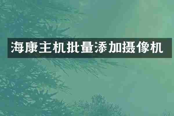 海康主机批量添加摄像机