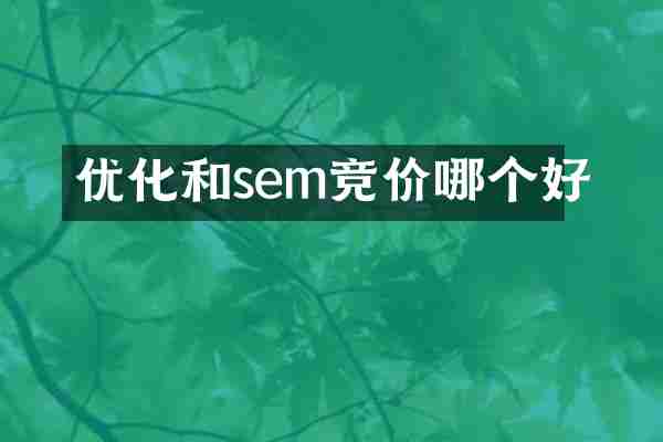 优化和sem竞价哪个好