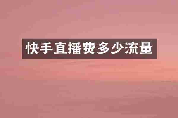 快手直播费多少流量