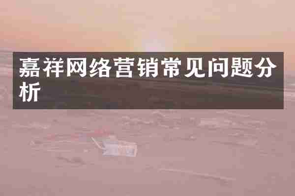 嘉祥网络营销常见问题分析