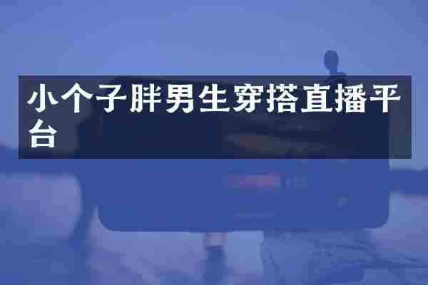 小个子胖男生穿搭直播平台