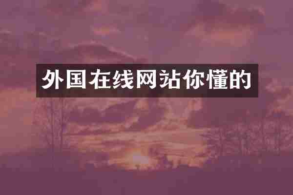 外国在线网站你懂的