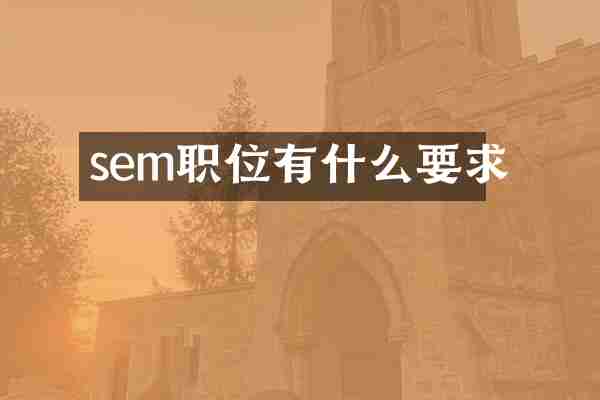 sem职位有什么要求