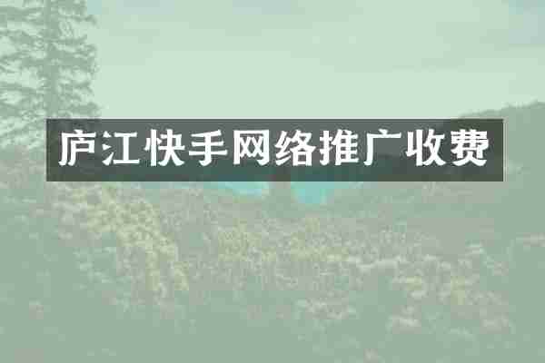 庐江快手网络推广收费
