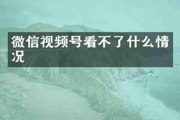 微信视频号看不了什么情况