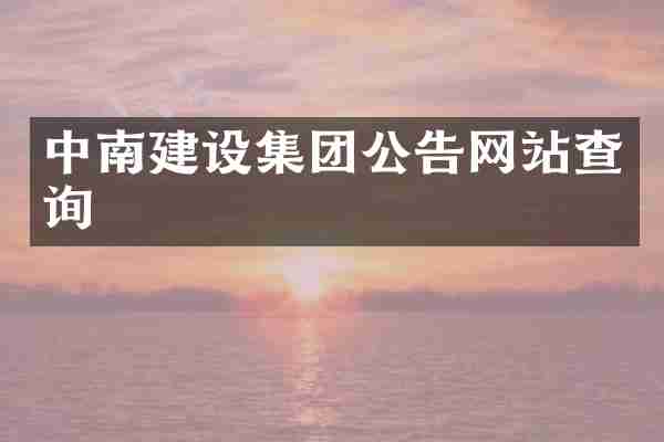中南建设集团公告网站查询