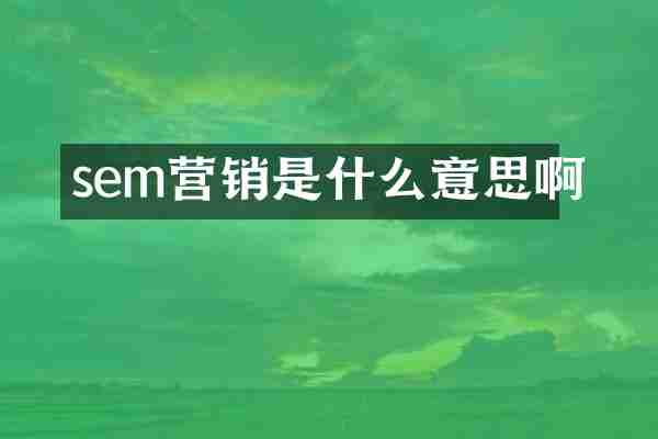 sem营销是什么意思啊