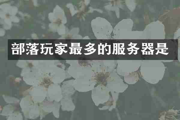 部落玩家最多的服务器是