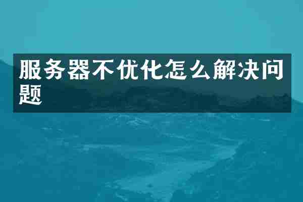 服务器不优化怎么解决问题