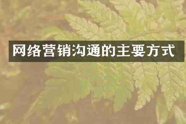 网络营销沟通的主要方式