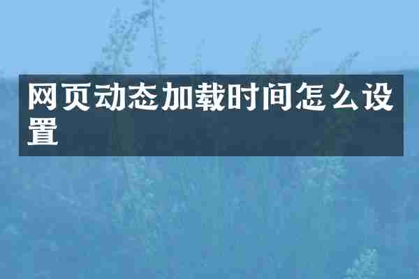 网页动态加载时间怎么设置