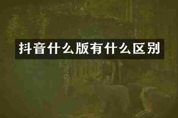 抖音什么版有什么区别