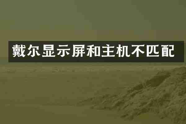 戴尔显示屏和主机不匹配