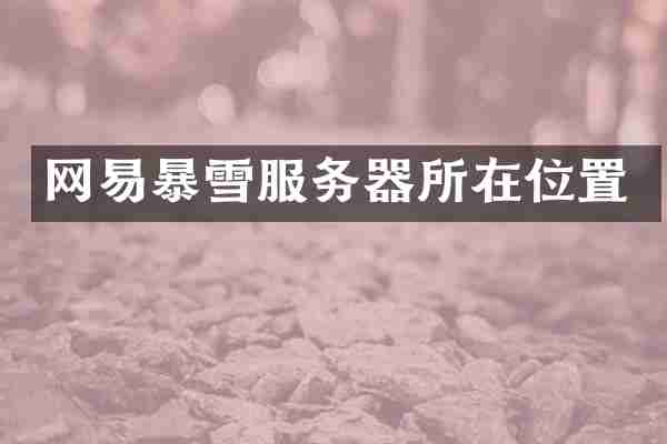 网易暴雪服务器所在位置