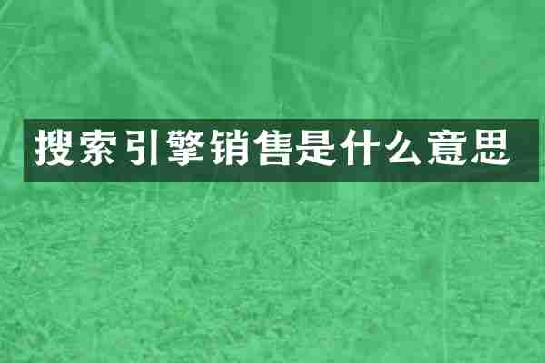 搜索引擎销售是什么意思