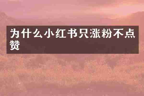 为什么小红书只涨粉不点赞