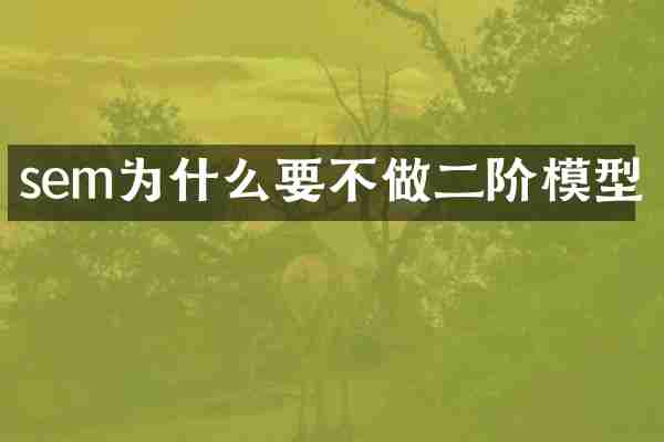 sem为什么要不做二阶模型