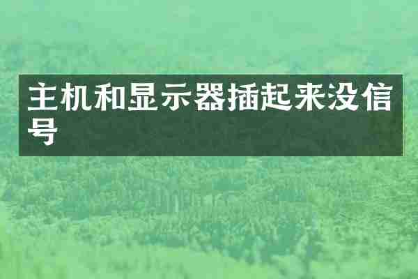 主机和显示器插起来没信号