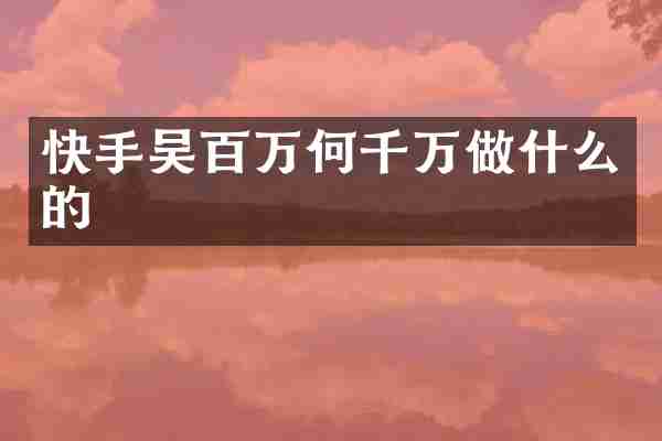 快手吴百万何千万做什么的