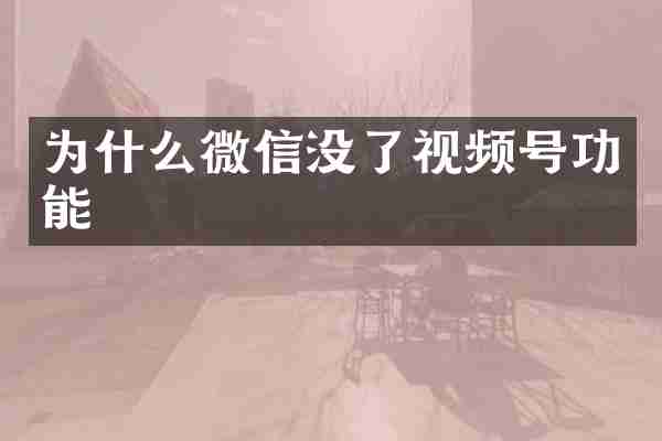 为什么微信没了视频号功能
