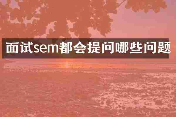 面试sem都会提问哪些问题
