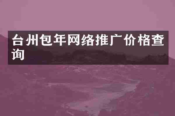 台州包年网络推广价格查询