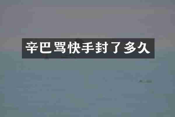 辛巴骂快手封了多久