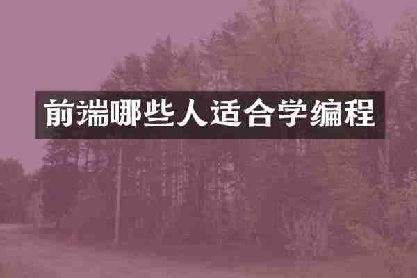 前端哪些人适合学编程