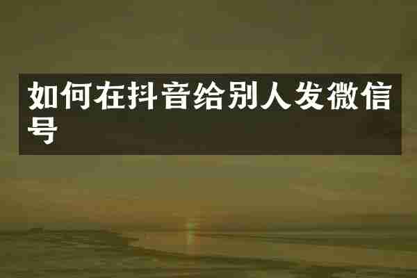 如何在抖音给别人发微信号