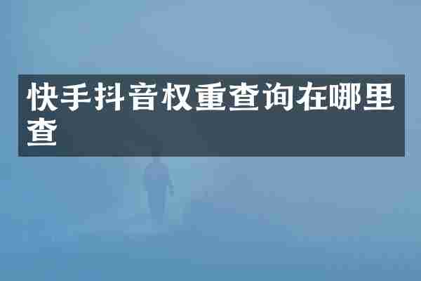快手抖音权重查询在哪里查