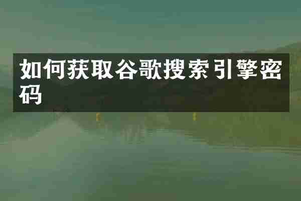 如何获取谷歌搜索引擎密码
